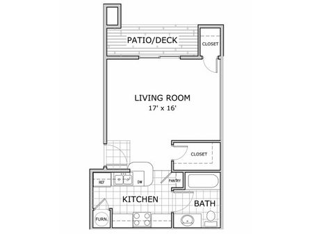 Studio floor plan layout at Battlefield Park apartments in Springfield, MO
