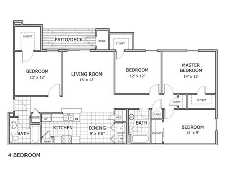 Floor plan image of 4 bedroom apartment