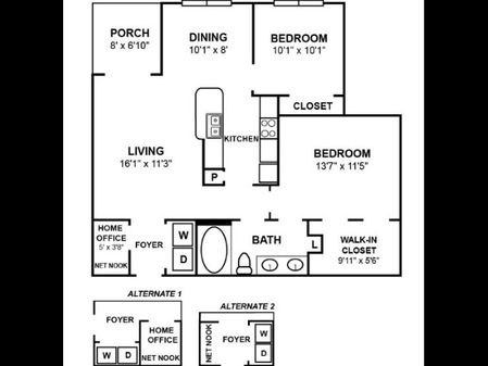 B1R2: 2x1 Floor Plan Image