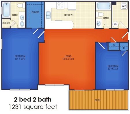 Perfect Size Two Bedroom 1231 sq ft