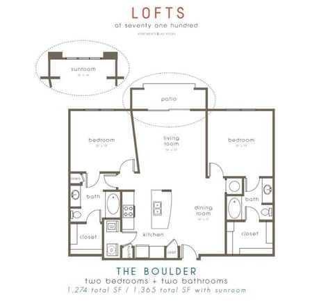 The Boulder | Two Bedroom | The Lofts at 7100