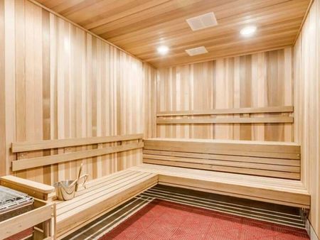 Sauna room with 3 wall-length benches