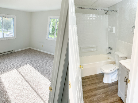 Bedroom - bathroom details at Princeton Commons | Apartments in Claremont, NH