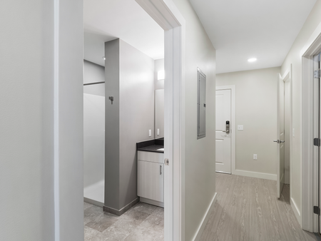 Hallway with Bathroom Opening Off of It | Washington Mill 240 | Apartments Lawrence, MA