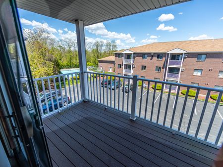 Balcony view  in apartment at at Westford Park apartments in Lowell, MA.