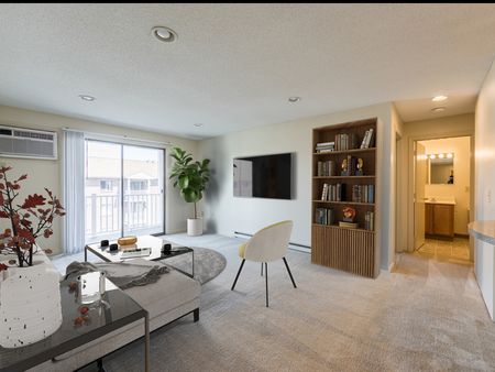 Open concept living area in apartment at Westford Park apartments in Lowell, MA.