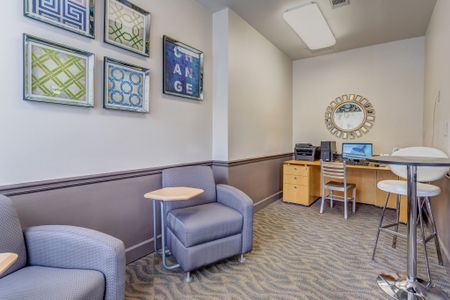 View of Business Center, Showing Desktop Computer, Printer, and Seating Areas at Summer Park Apartments