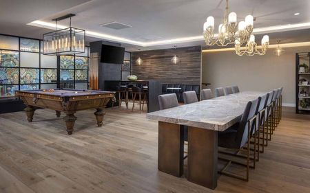 Long table and banquet seating perfect for gathering at Modera San Diego apartments.