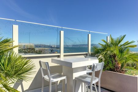 Rooftop outdoor seating area