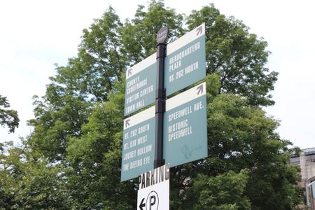 Directional signage for local Morristown favorites