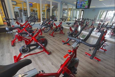 Fitness studio with spin bikes