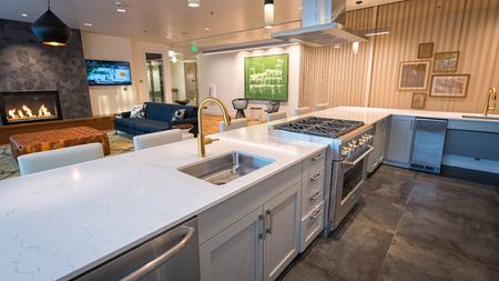 Resident lounge with demonstration kitchen