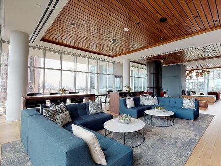 Plush resident lounge with ample social seating