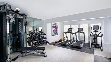 State-of-the-Art Fitness Center with Free Weights, Weight Machines, and Cardio Equipment at Alister Galleria apartments.