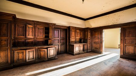 Architectural accents of wood-lined walls with historical value