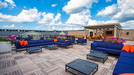 Rooftop seating options with ample seating and small tables