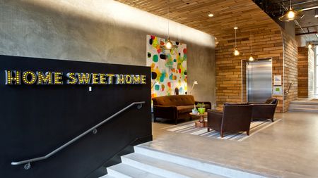 Home sweet home entrance into customer lounge