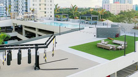 Outdoor Sky Deck with GymRax, Pool and Lawn