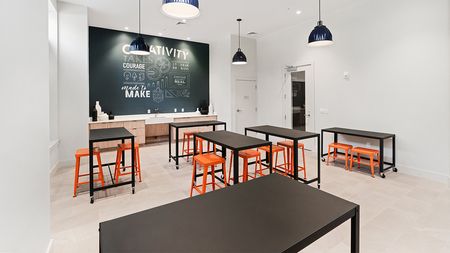 Makers lounge at Modera Framingham apartments.