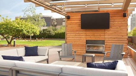 Outdoor Lounge with Flat Screen TV and Fireplace