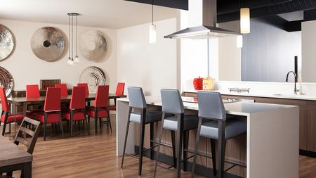 Resident Clubhouse Kitchen with social seating to entertain