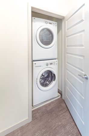 in home washer and dryer at modera river north apartment homes for rent in denver colorado