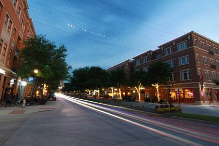street view at dusk in frisco square in frisco texas