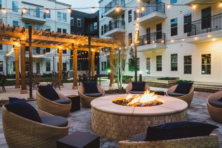 Cozy onsite firepit at Modera Frisco Square apartments