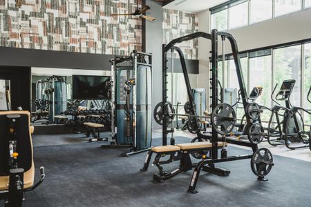 club quality gym with premium equipment at modera germantown apartment homes for rent in nashville tennessee