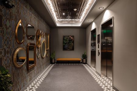 elevator foyer with mirror decorations modera art park apartment homes for rent in denver colorado