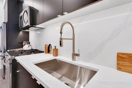 single basin silver sink with pull down sprayer modera art park apartment homes for rent in denver colorado