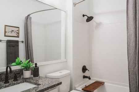 updated bathroom with bathtub at alister lake lynn apartment homes for rent in raleigh north carolina