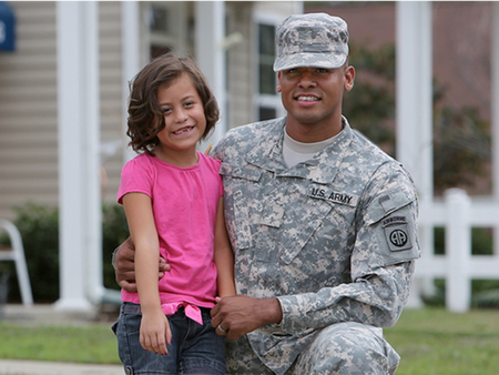 Military servicemember with daughter