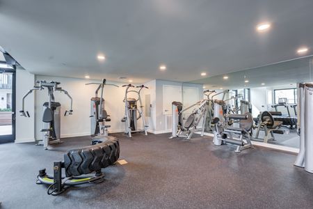 Community gym with various workout machines