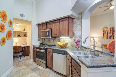 Brown kitchen in an apartment for rent in Atlanta, GA.