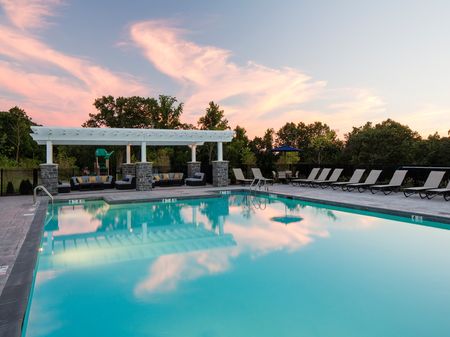 Sparkling Swimming Pool outside apartments for rent in Ossining NY.
