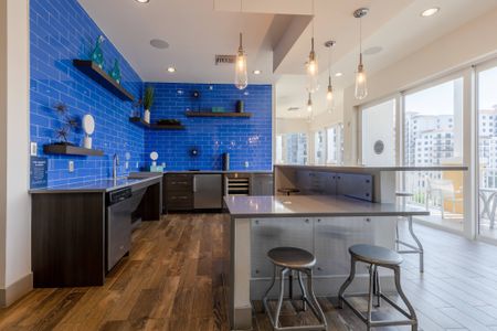 City Walk Apartments' resident lounge and community kitchen space.