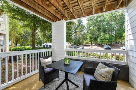 Covered patio in an apartment to rent in Acworth, GA.