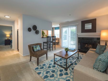 Living room with sliding glass doors