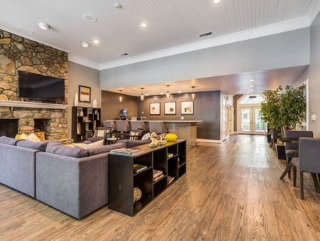 Community center seating and fireplace