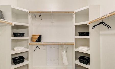 View of a walk-in closet in a Grapevine apartment for rent.