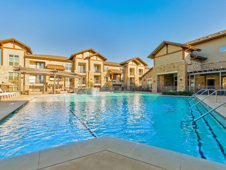 Resort-style pool outside Grapevine apartments for rent.