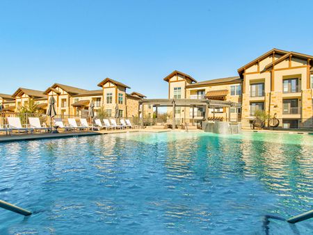 Resort-style pool outside a apartment complex in Grapevine texas.