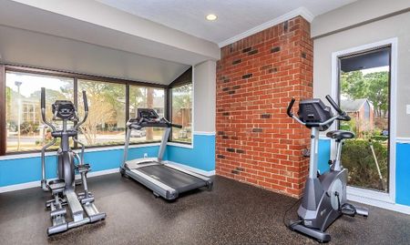 Fitness center at apartments in Clearwater, FL.