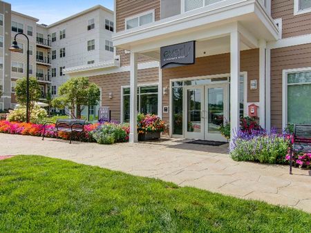 Outside view of the entrance to Everly apartments, located near Stoneham MA.