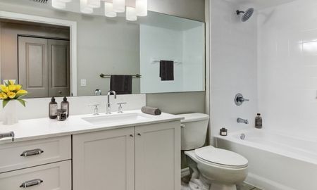 White bathroom in an apartment for rent in Pompano Beach, FL.