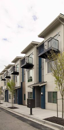 Exterior view of luxury apartment near Seattle.