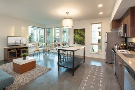 View of a sleek and modern apartment in Kenmore WA.