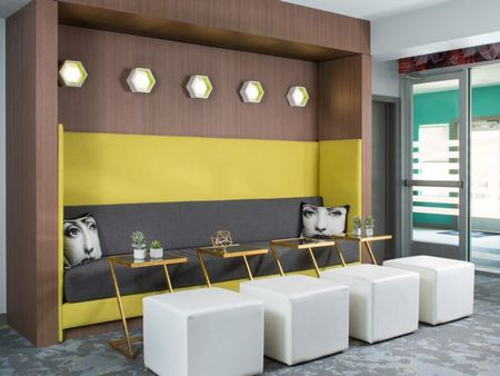 Community lounge for residents of Avia Lowry apartments in Denver Colorado.