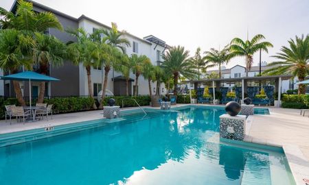 Large pool outside the Franklin Delray apartments in downtown Delray.